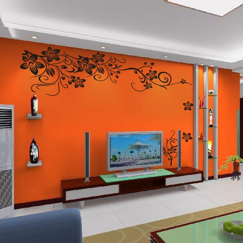 Peel-and-Stick Floral Vine Wall Decal in Charcoal Grey - image 2