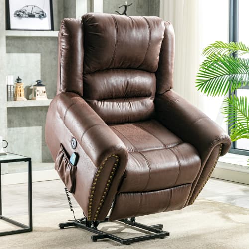 Large Faux Leather Power Lift Recliner with Massage & Heat - image 24