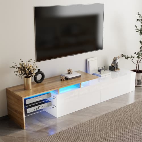 Contemporary TV Unit with LED Ambient Lighting & Storage - image 2