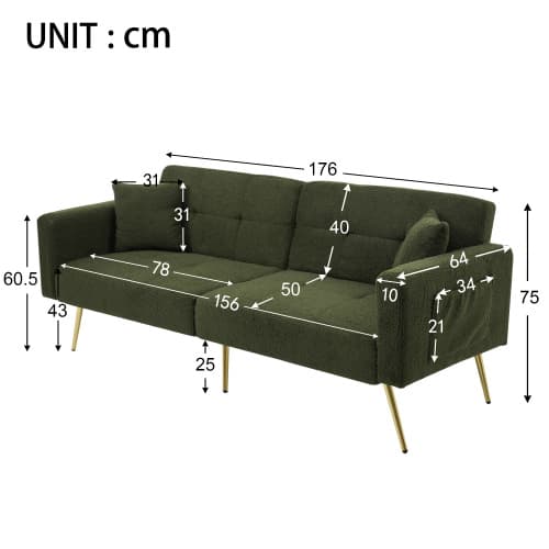 Chic 2 Seater Click Clack Sofa Bed with Side Pockets - image 45