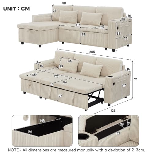 Transform Your Space with this Grey Corduroy Corner Sofa Bed - image 33