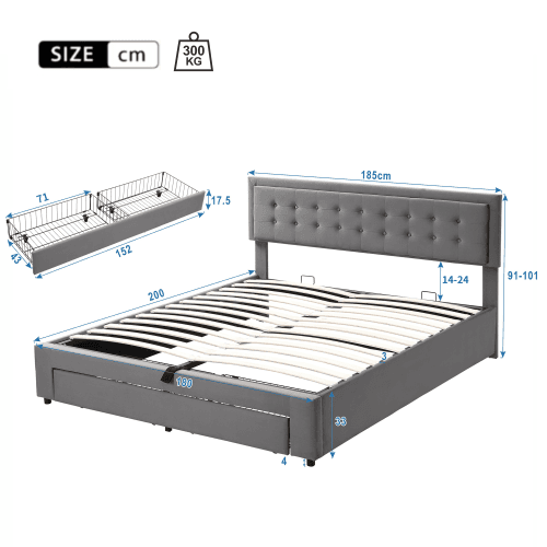 Super King (6ft) Ottoman Bed in Grey Velvet with Storage - image 17