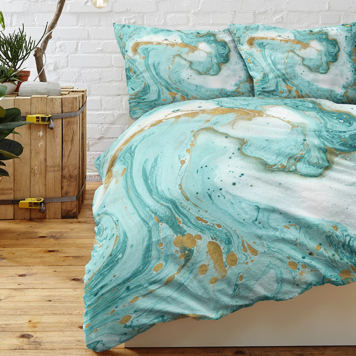 Transform Your Bedroom with this Turquoise Marble Duvet Set - image 2