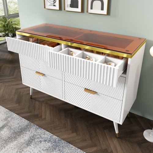 Contemporary White 6-Drawer Sideboard Cabinet - image 19