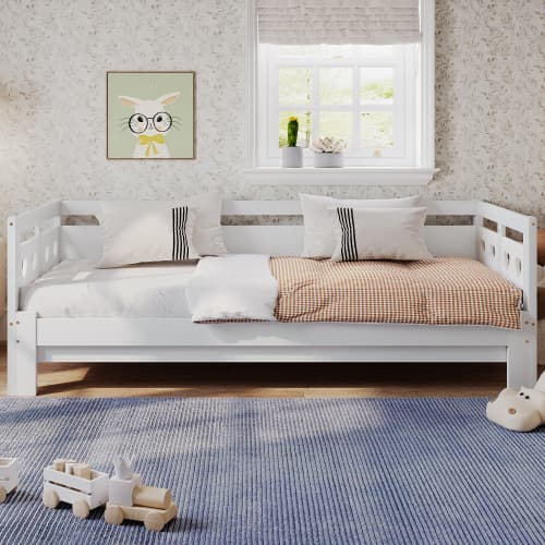 Single Wooden Day Bed with Pull-Out Trundle and Heart Design - image 11