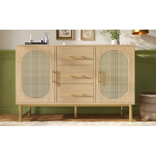 Oak Effect Rattan Sideboard with Ample Storage - image 4
