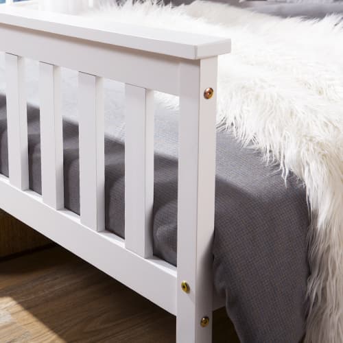 Solid Pine Wood Single Bed in Classic White - image 20