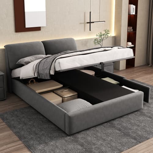 Double (4ft6) Upholstered Ottoman Bed with Hydraulic Storage and Drawers - image 5