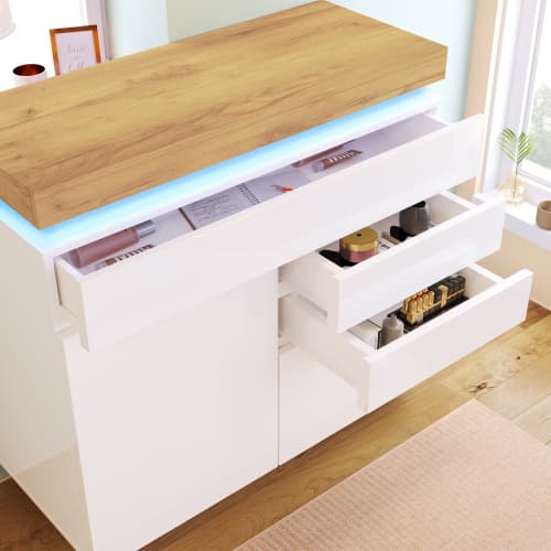 Modern High Gloss Sideboard with App-Controlled LED Lighting - image 13