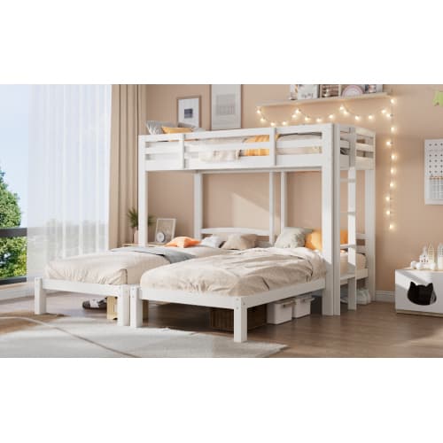 Triple Sleeper Bunk Bed for Kids & Teens - White - image 5