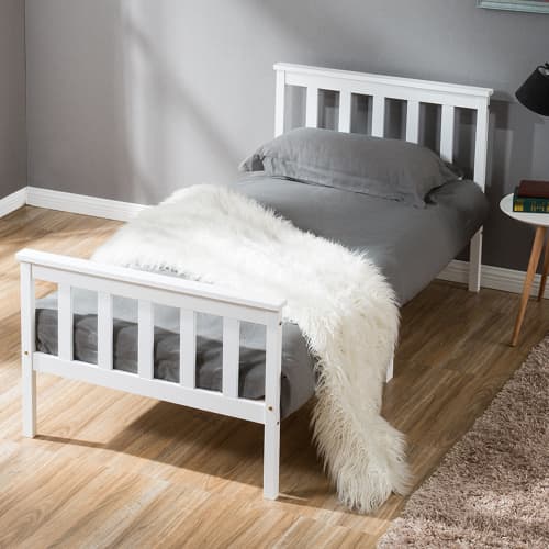 Solid Pine Wood Single Bed in Classic White - image 13