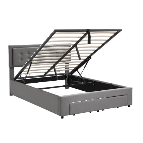 Effortless Storage Meets Elegant Design in a Velvet Double Bed