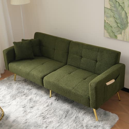 Chic 2 Seater Click Clack Sofa Bed with Side Pockets - image 39
