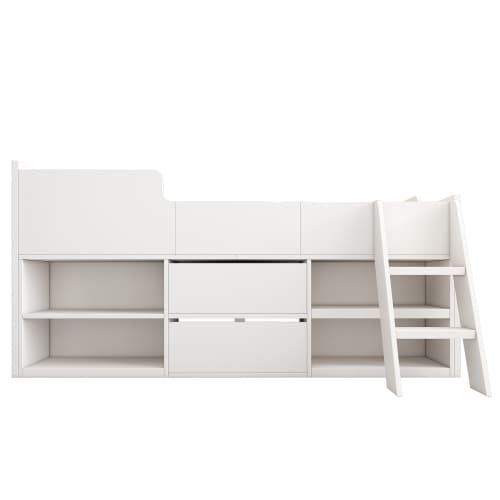 Children's White Mid Sleeper Bed with Drawers & Shelves - image 17