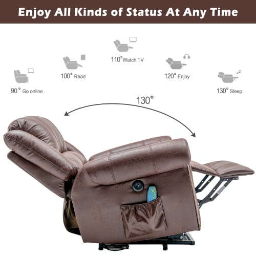 Large Faux Leather Power Lift Recliner with Massage & Heat - image 18