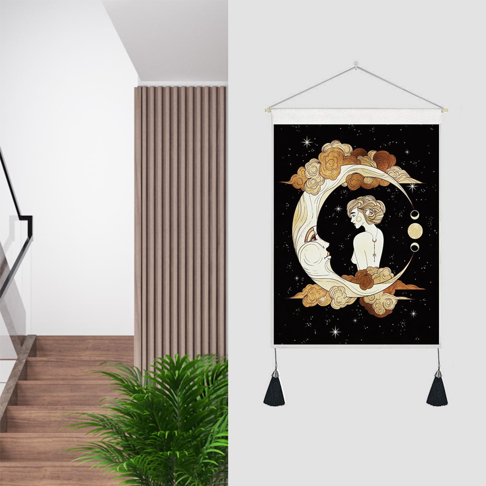 Modern Round Dining Set with Marble Effect Top & 4 Stools - W11822062