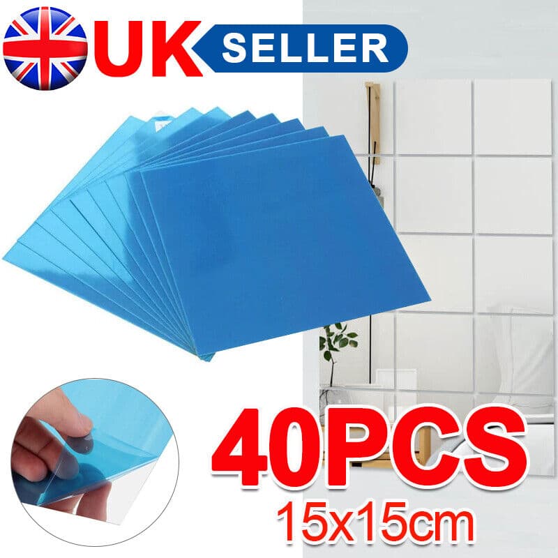 40-Piece Peel-and-Stick Acrylic Mirror Tiles, 15x15cm - image 16