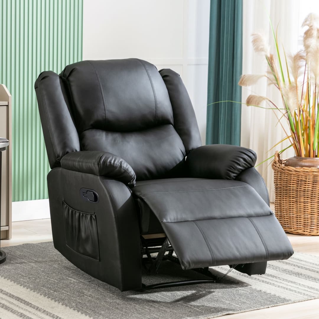 Adjustable Recliner Armchair in Black PU Leather - image 10