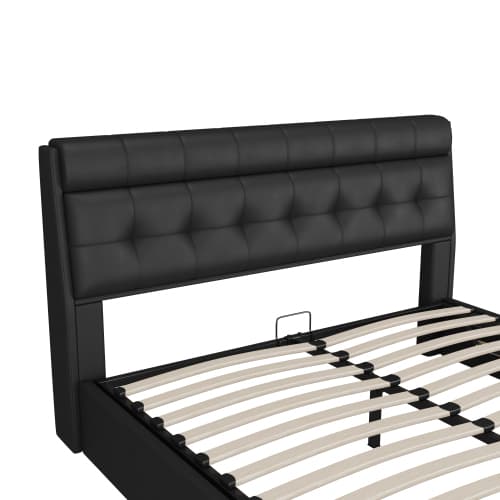 Upholstered Ottoman Bed with Hydraulic Storage & Headboard Compartment (4ft6 Double) - image 5