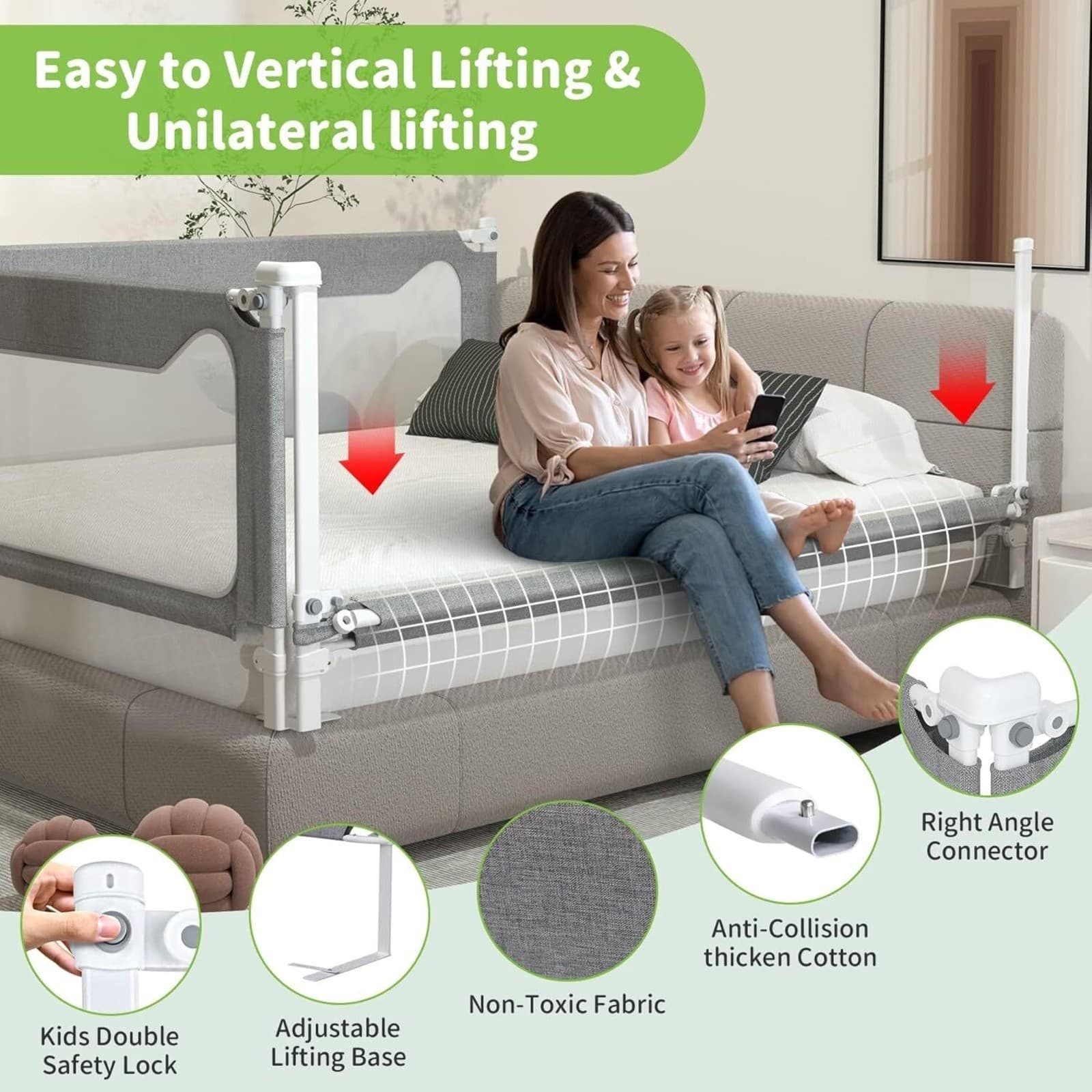 1.5m Adjustable Toddler Bed Guard for Peaceful Nights - image 4