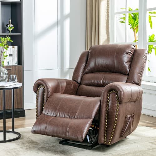 Large Faux Leather Power Lift Recliner with Massage & Heat - image 25
