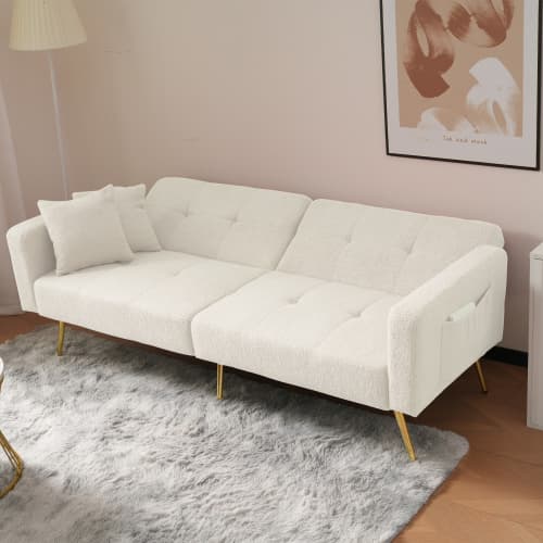 Chic 2 Seater Click Clack Sofa Bed with Side Pockets - image 31