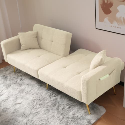 Chic 2 Seater Click Clack Sofa Bed with Side Pockets - image 7