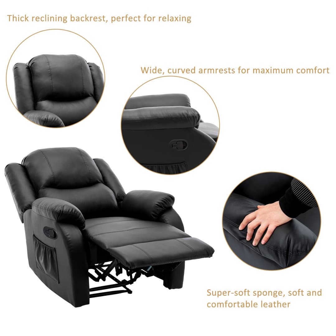 Adjustable Recliner Armchair in Black PU Leather - image 25