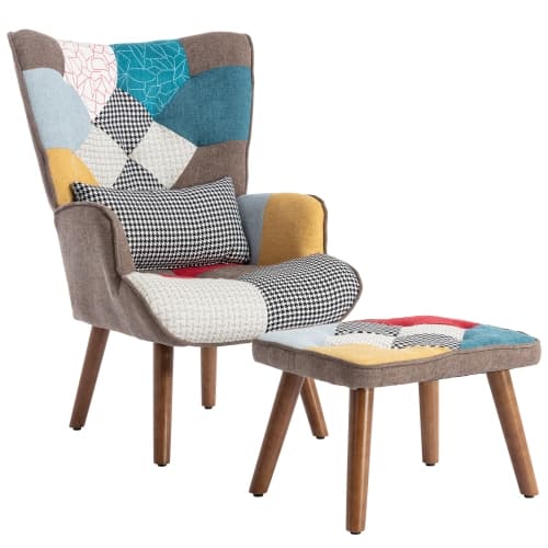 Multi-Colour Lounge Chair & Matching Ottoman Set - image 4