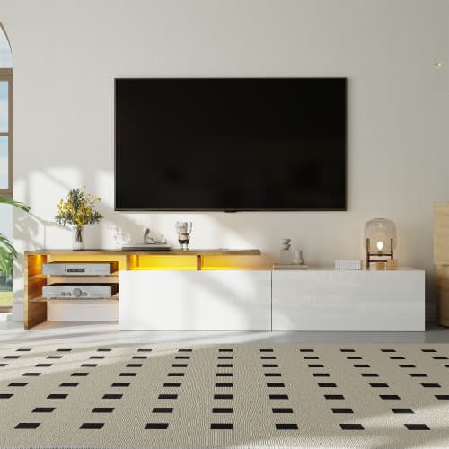 Contemporary TV Unit with LED Ambient Lighting & Storage - image 4