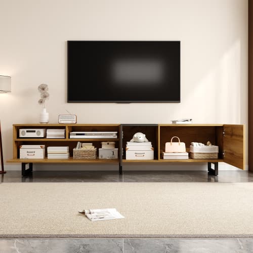 Industrial Style TV Stand, 170cm, in Wood and Grey - image 10