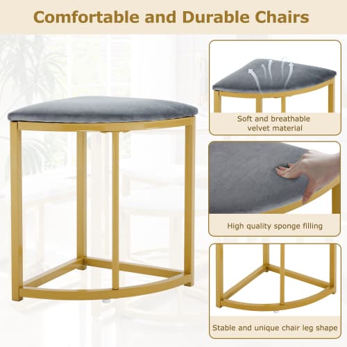 Modern Round Dining Set with Marble Effect Top & 4 Stools - image 11