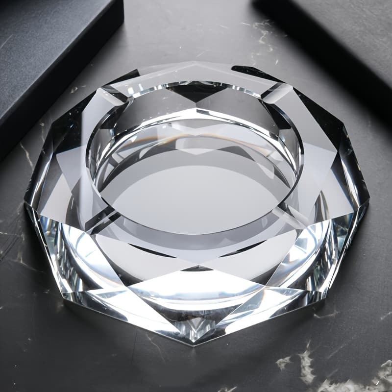 Practical Storage Cabinet for Your Home Office - Round crystal ashtray