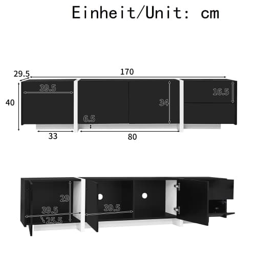 Modern Black High Gloss TV Stand, 170cm - image 4