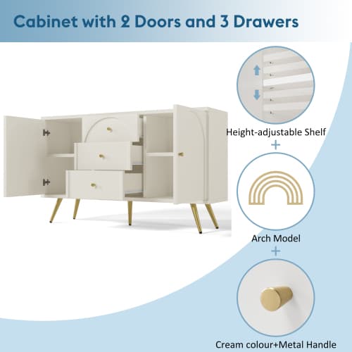 Modern Cream White Sideboard with Arched Drawer Fronts - image 16