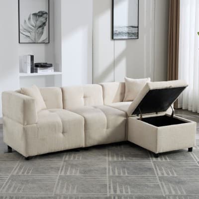 Effortless Comfort: 80-Inch Fabric Sectional Sofa - image 4