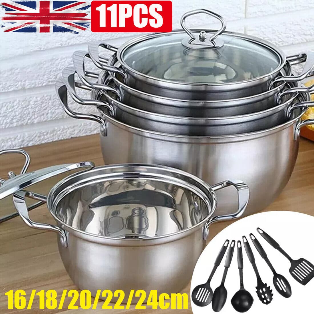 Complete 11-Piece Stainless Steel Pot and Pan Set - image 2