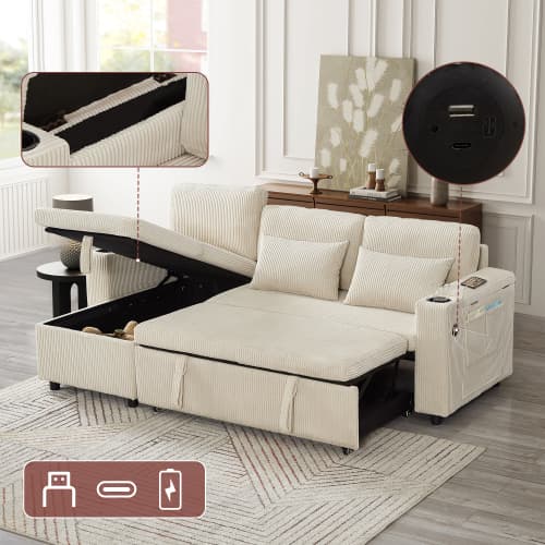 Transform Your Space with this Grey Corduroy Corner Sofa Bed - image 37