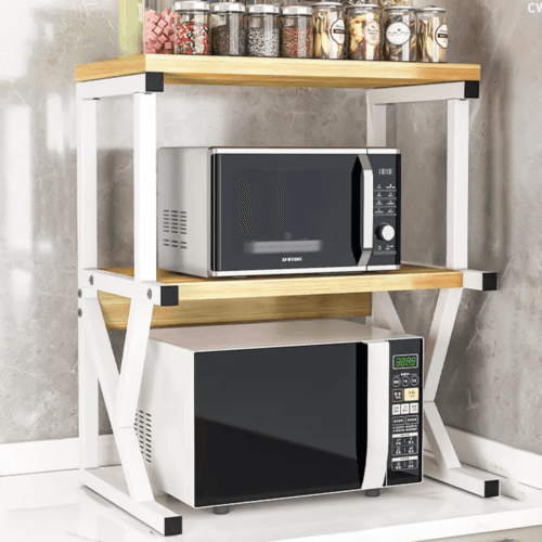 2/3-Tier Adjustable Microwave Oven Rack in Black - image 6