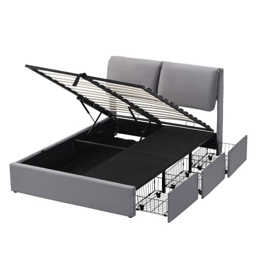 Double (4ft6) Upholstered Ottoman Bed with Hydraulic Storage and Drawers - image 11