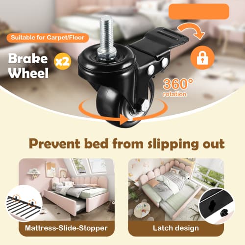 Upholstered Daybed in Pink Velvet with Pull-Out Guest Bed - image 21