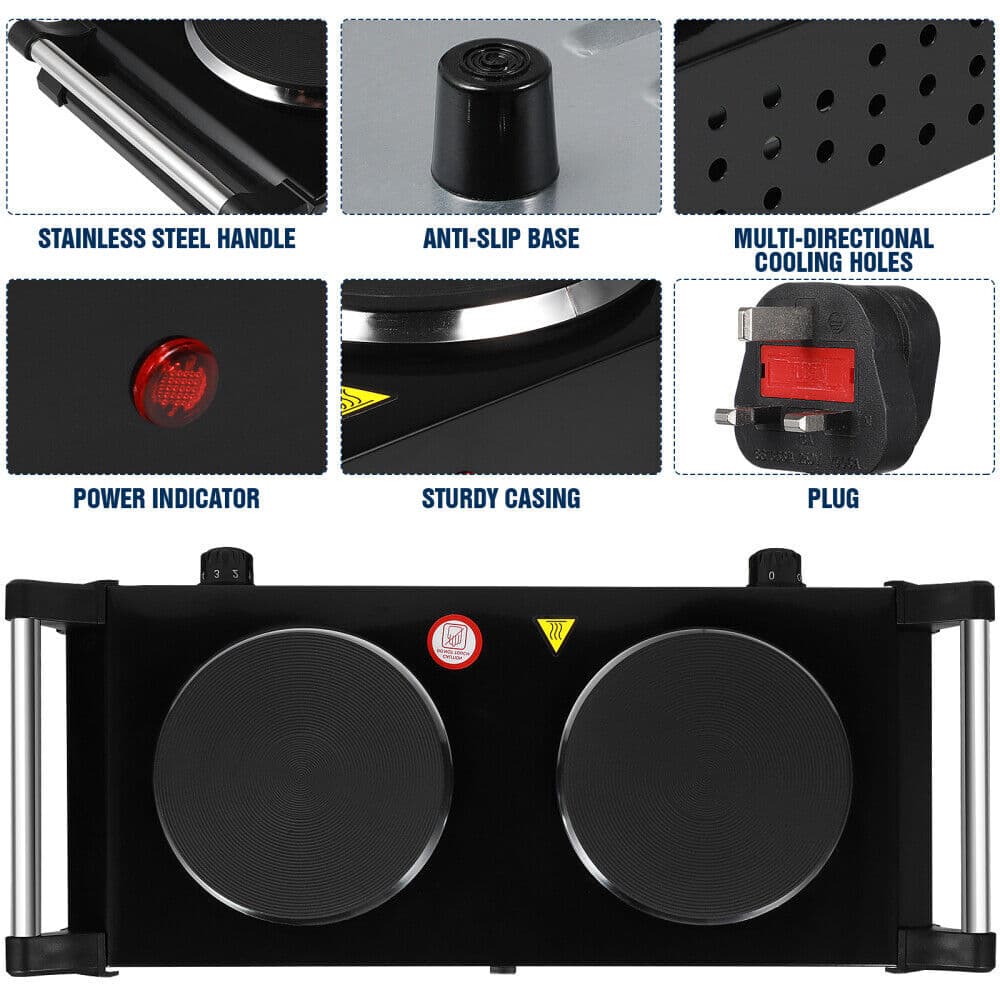 Cook Two Dishes at Once with a 2000W Double Electric Hob - image 18