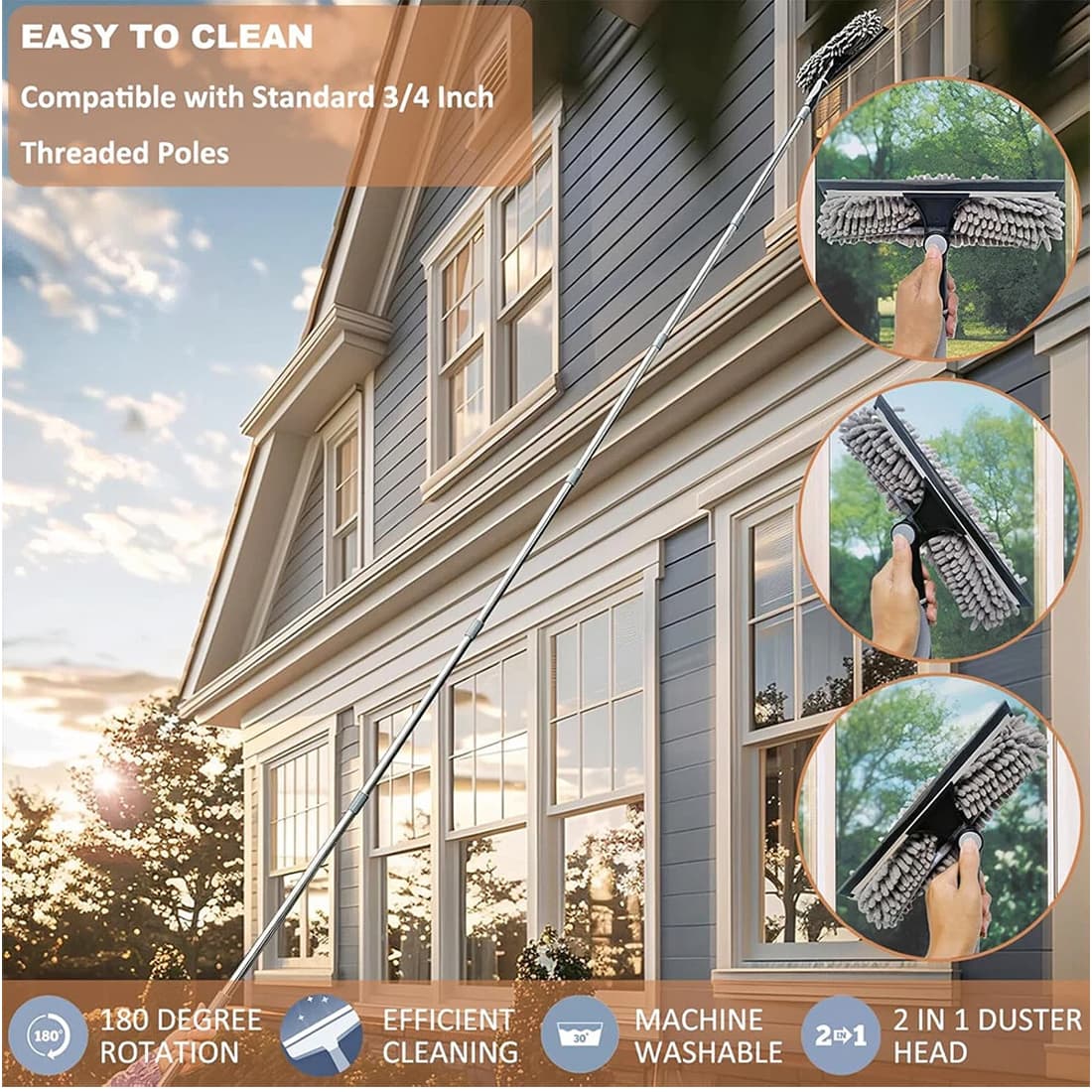 2-in-1 Telescopic Window Cleaning Kit (15ft/4.5m) - image 13