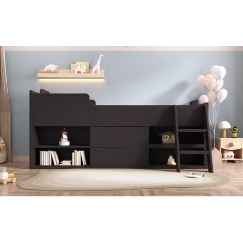 Children's White Mid Sleeper Bed with Drawers & Shelves - image 28