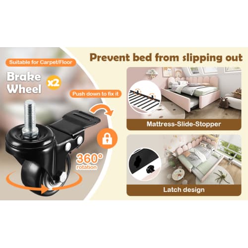 Upholstered Daybed in Pink Velvet with Pull-Out Guest Bed - image 19