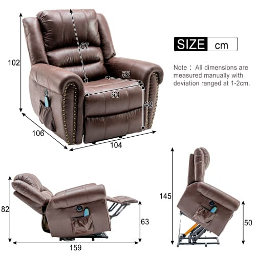 Large Faux Leather Power Lift Recliner with Massage & Heat - image 14