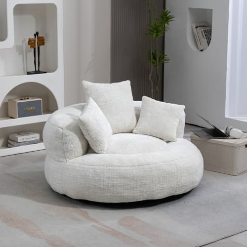 Unwind in Ultimate Comfort with Our High-Back Chenille Bean Bag - Beige