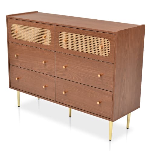 Vintage-Style Sideboard with 6 Rattan-Front Drawers - image 27