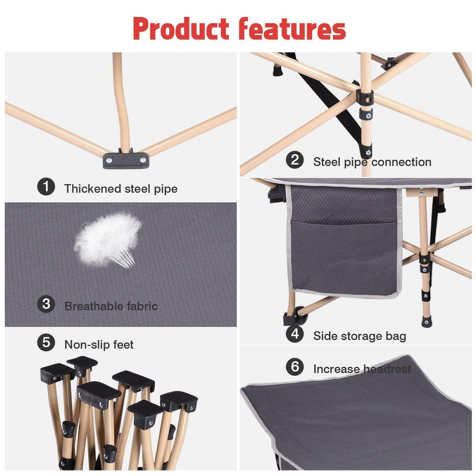 Folding Single Bed with Quilted Grey Mat for Camping and Guests - image 15