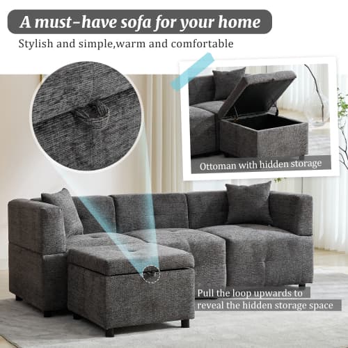 Effortless Comfort: 80-Inch Fabric Sectional Sofa - image 23